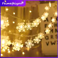 Feimefeiyou LED Strip Lighting Decorative lights 1/2/4/8 meters Snowflake style White/ Gold/ Rainbow lamp For Christmas Halloween Valentines Day New Year wedding parties Decor Use AAA battery power