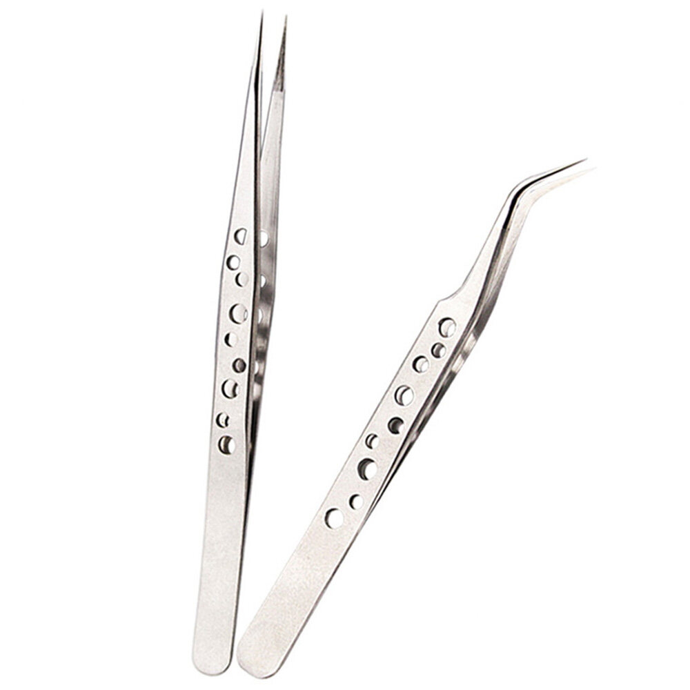 LIAOYING Fashion Straight Stainless Steel Curved Eyelash Tweezer Extensions Grafting Rhinestones Picker Nippers Clip Tool
