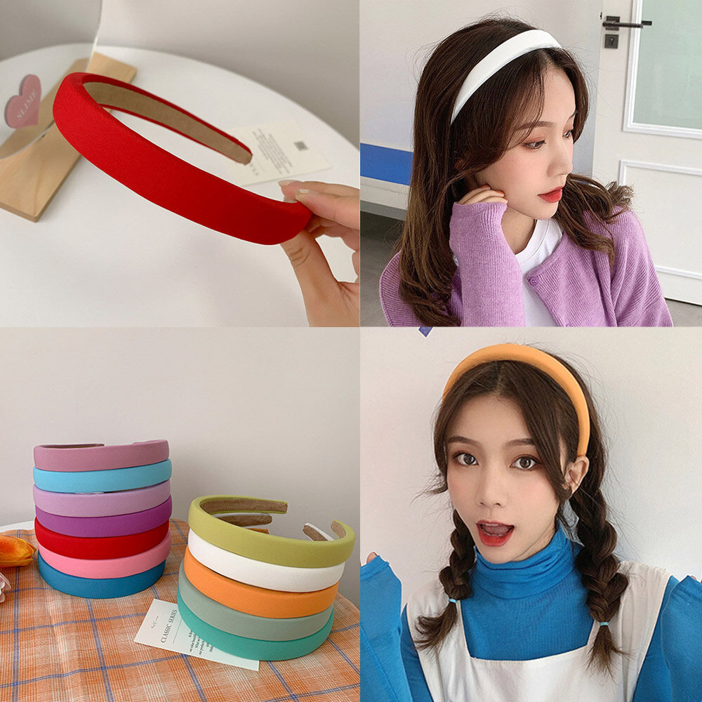 N33GVC3Q Trendy Fabric Headwear Thick Sponge Hairband Hair Band Hoop Colorful Girls Headband