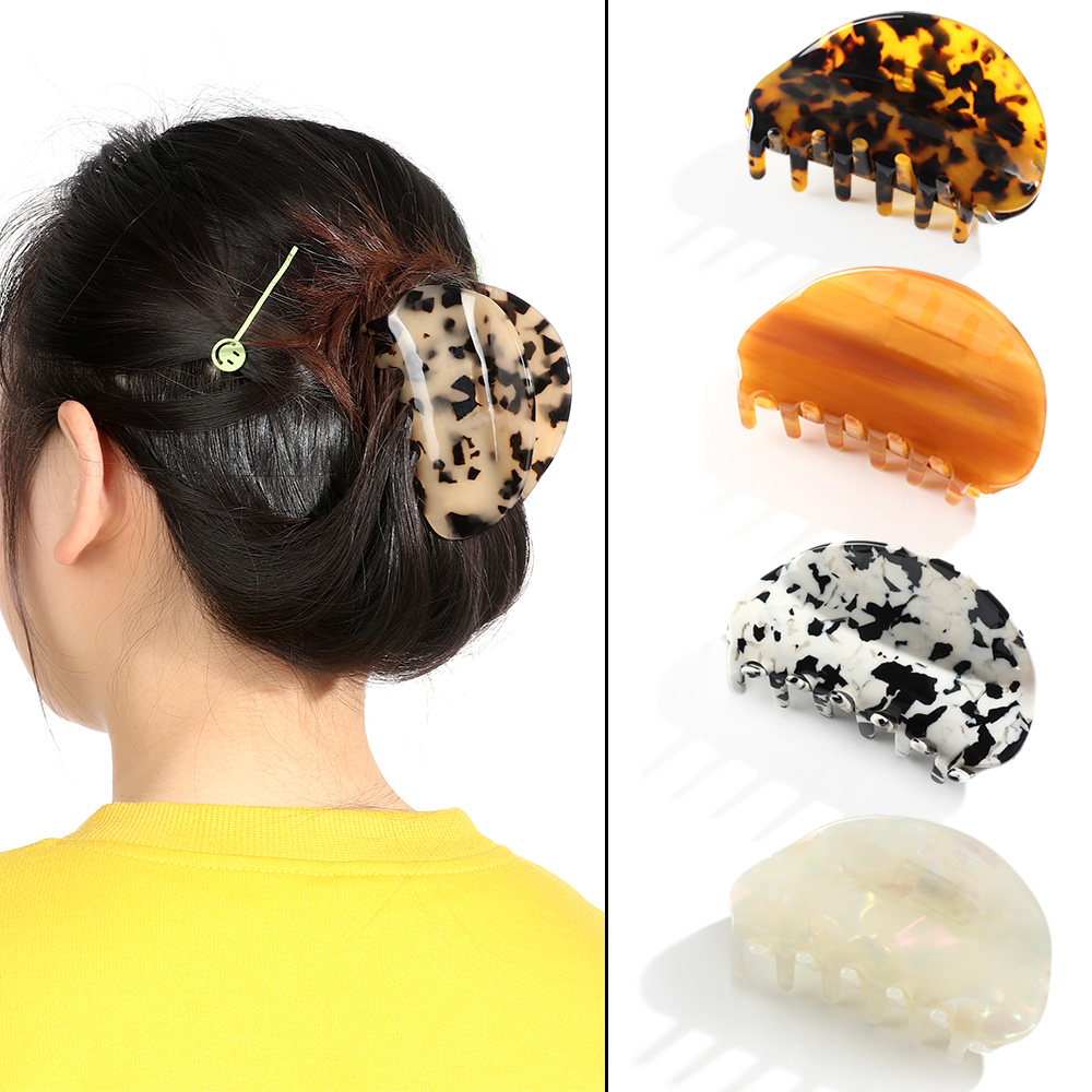 HIYRCH STORE Fashion Geometric Hairpin Acrylic Semicircular Smooth Hair Claw Clips Decorative Hairpin Hair Claw