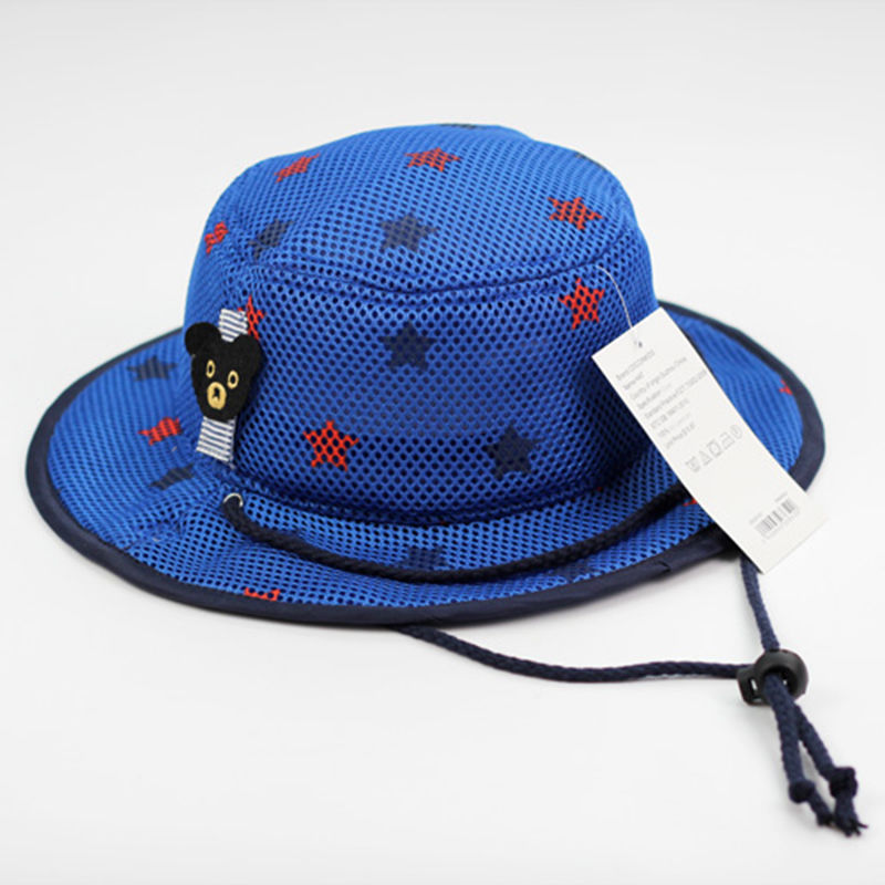 หมวกตาข่ายหมวกพรางชาวประมงหมวกกับเชือกป้องกันลมหมวกเด็กฤดูร้อนหมวกเด็กทารกหมวกบางส่วนเด็กหมวกอ่าง