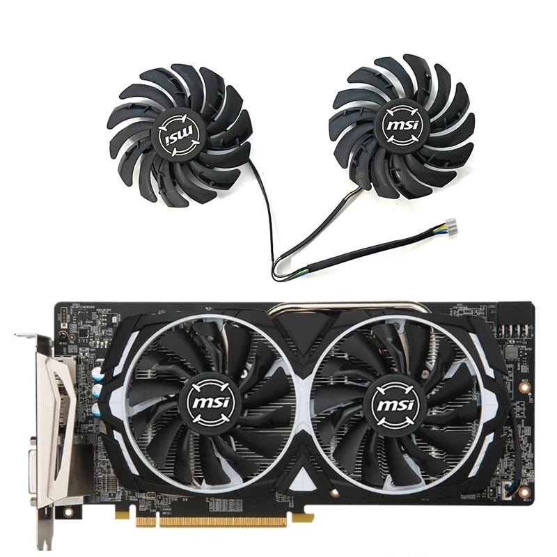 2 chiếc bộ làm mát gpu 85mm 4pin 4pin dc 12v 0.4a rx 580 cho msi rx 470 480 570 580 armor quạt làm mát j0pb