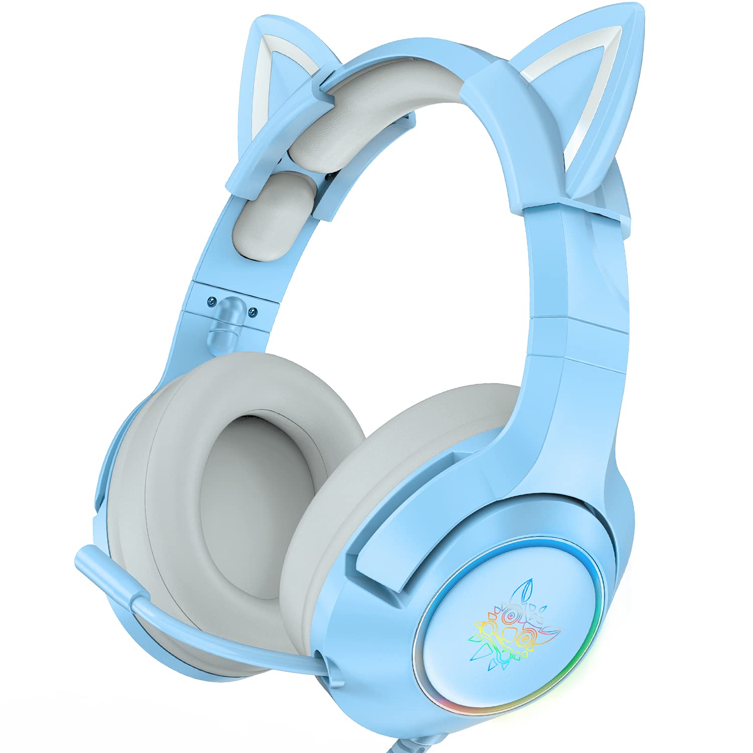 ONIKUMA X11 ชุดหูฟังเกมมิ่งสีชมพูพร้อมหูแมวแบบถอดได้