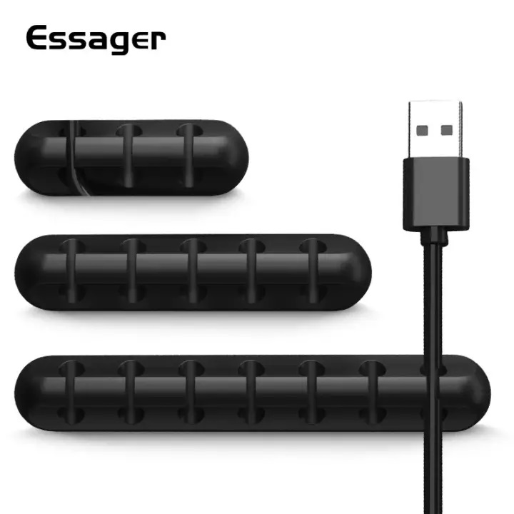 （พร้อมส่งในประเทศ）Essager จัดสาย USB สายลวดที่ใส่เมาส์หูฟังหูฟังสายชาร์จป้องกันโต๊ะ Winder คลิปการจัดการสายเคเบิล