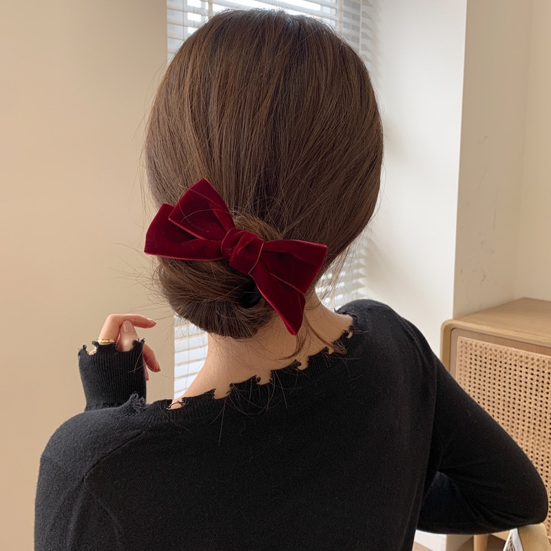 เกาหลีใต้ 2021 ใหม่ผมหางม้าหัวผมติดโบว์อุปกรณ์ผมกิ๊บSouth Korea 2021 new ponytail  head plate hair stick bow hair accessories hairpin