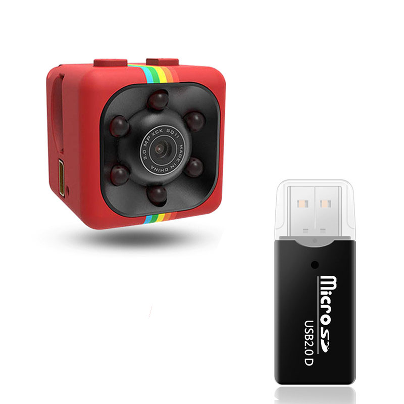 SQ11 Mini Camera Recorder HD Motion Sensor Micro USB Camera Mini Camcorder Infrared Night Vision Camera Free card reader