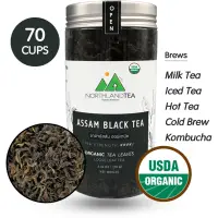 Organic USDA Assam Black Tea - Full Loose Leaf - English Breakfast, Kombucha, Milk Tea, Lemon Tea, Bubble Tea, Iced Tea - Freshest production in every month - 70g (2.46 oz) Northlandtea