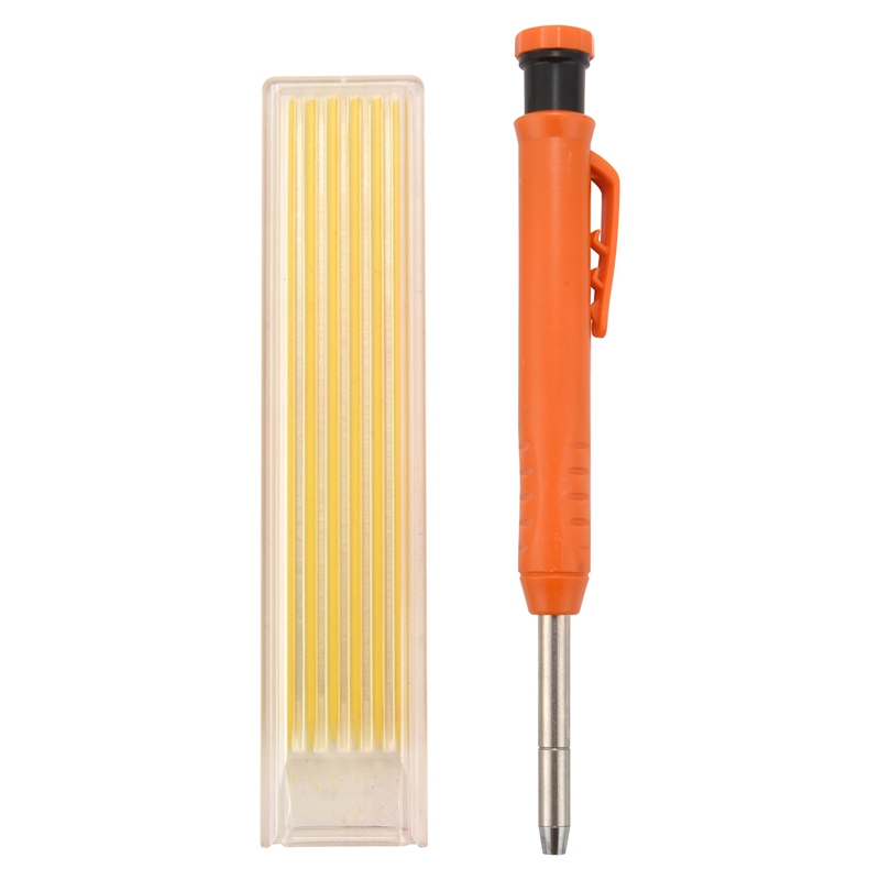 Solid Carpenter Pencil Set with Refill Leads, Built-in Sharpener