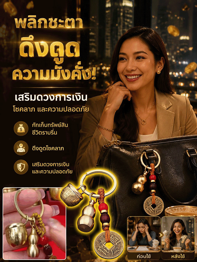 พวงกุญแจนำโชคเสริมทรัพย์รับปีใหม่/ของขวัญเสริมมงคลสำหรับผู้ชายและผู้หญิง/พวงกุญแจนำโชคใส่กระเป๋า/ของตกแต่งรถยนต์หรือบ้าน/เครื่องรางเรียกทรัพย์เสริมดวง