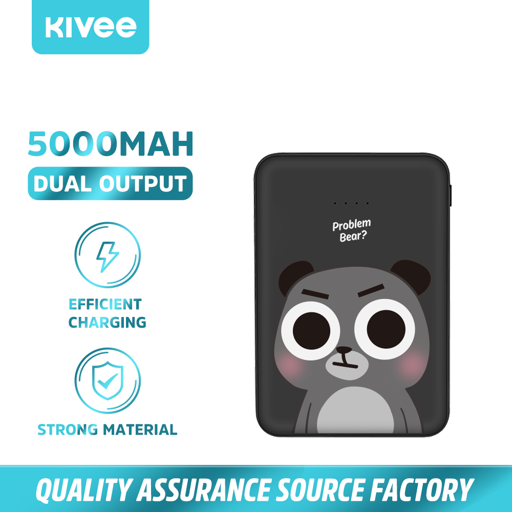 KIVEE power bank แบตสำรองพาเวอร์ 5000mAh แบงค์ ถูกๆ แท้100% Quick Charge สำหรับ iPhone VIVO HUAWEI Samsung Oppo พกพาสะดวกน่ารักเหมาะเป็นของขวัญของขวัญที่ดีท