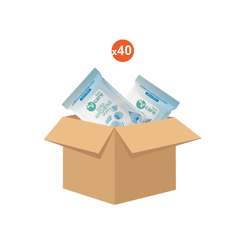 V care วีแคร์ Extra Hygiene Wipes โปรยกกล่อง 40 ห่อ แอลกอฮอล์ 70% ราคา 999 บาท*ส่งฟรี