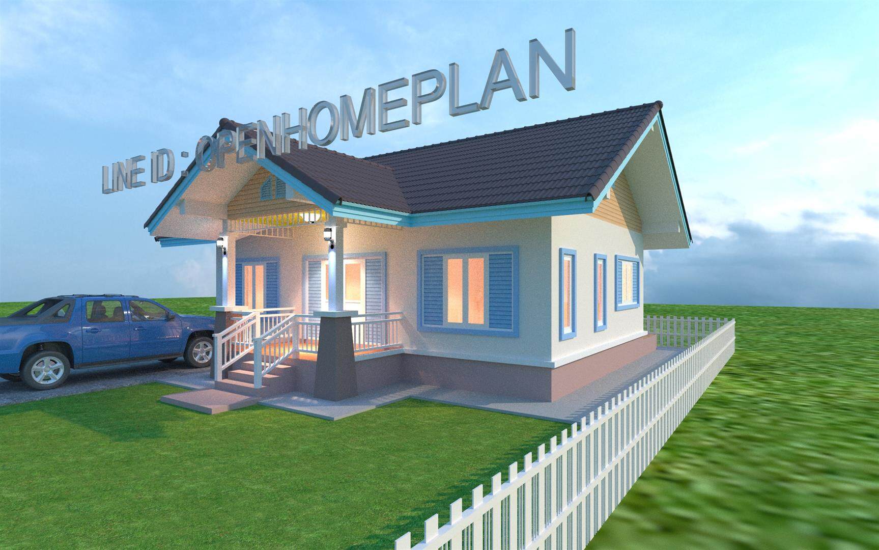 แบบบ้านชั้นเดียวเกษตรชวนชม BluePrint-0127 ( แบบสำหรับขออนุญาตปลูกสร้าง )