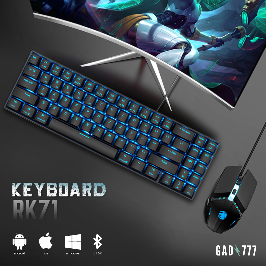 RK836/71 Mechanical Switch Keyboard 71 ปุ่ม คีย์บอร์ดไร้สาย Bluetooth ไฟLED คีย์บอร์ดเกม game keyboard