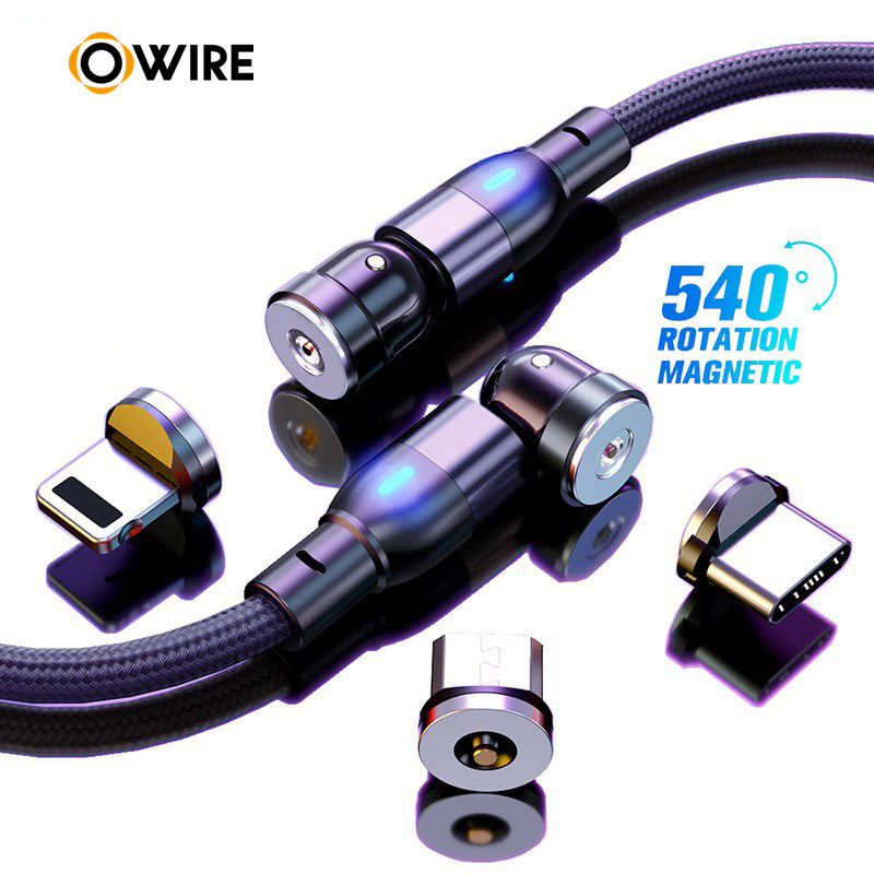 OWIRE 3 in 1 สายชาร์จ Magnetic Charging Cable for Micro USB / Type-C / Lightning charging cable แข็งแรงทนทานไม่เสียง่ายแบตเต็มเร็วรองรับ Android ios เหมาะสำหรับมือถือ iphone huawei