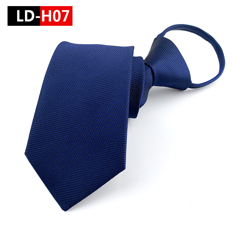 New Spot Tie Zipper Lazy Tie Fashion 7 Cm Striped Black Blue Tie Business Men