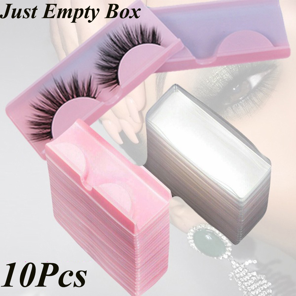 ETANGL 10Pcs สีชมพู Reuseable สำหรับขนตาปลอมพลาสติกขนตาปลอมเคสใส่ของบรรจุกล่องคอนเทนเนอร์ขนตาถาด