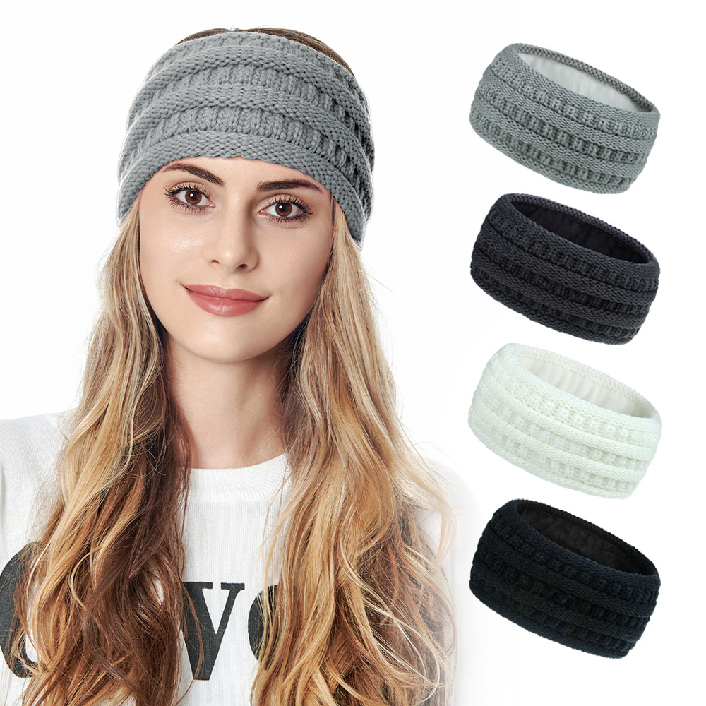 F8C503Y Winter Soft Fleece-lined Hair Accessories Ear Warmers Headbands for Women Ear Muffs Head Bands Knitted Headband