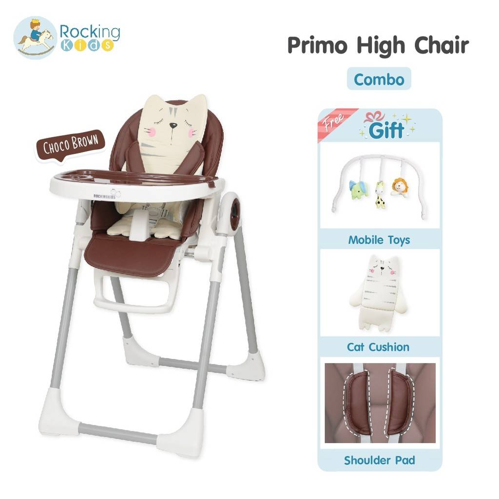 เก้าอี้ทานข้าวเด็กอเนกประสงค์ Primo High Chair ของแท้ เก้าอี้ไฮแชร์ เก้าอี้ทานข้าวเด็ก แถมเบาะ เเละโมบาย