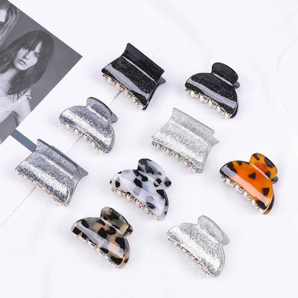 GVGSX9N Women Girls Acrylic Shinny Small Hair Claw Clip Hair Clamps Barrette Metal Hairpins