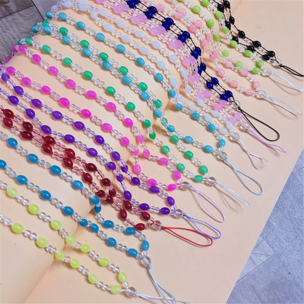 R16C7 Lady Girls Lanyard for Keys Bracelet Necklace Strap Mobile Bead Chain Hanging Rope Mobile Phone Chain Phone Choker