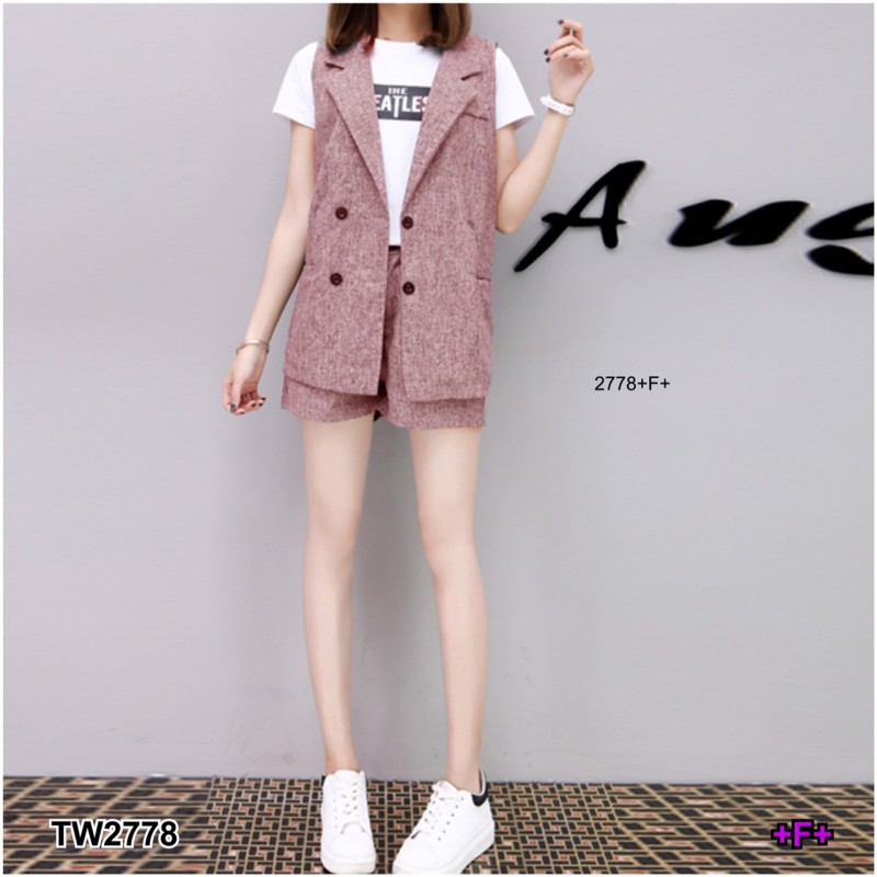 TW2778 Set 2 ชิ้น เสื้อสูท Blazer + กางเกงขาสั้น