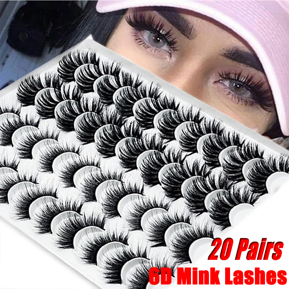LHJRKFH ผสมธรรมชาติ Fluffy Silk เครื่องสำอางค์แต่งหน้าเครื่องมือยาวหนาขนตาปลอมชิ้นเล็กชุด Lashes Fake Eye Lashes 6D Mink Hair