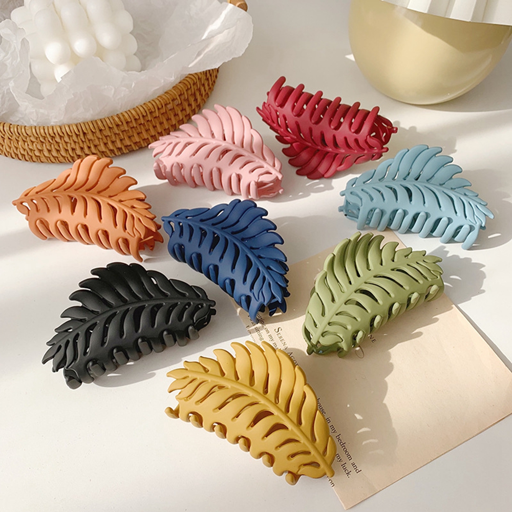 JIYAN2866 Fashion Geometric Solid Color Large Barrette Hairpin Hair Accessories Ponytail Clip Frosted Leaves Hair Clip