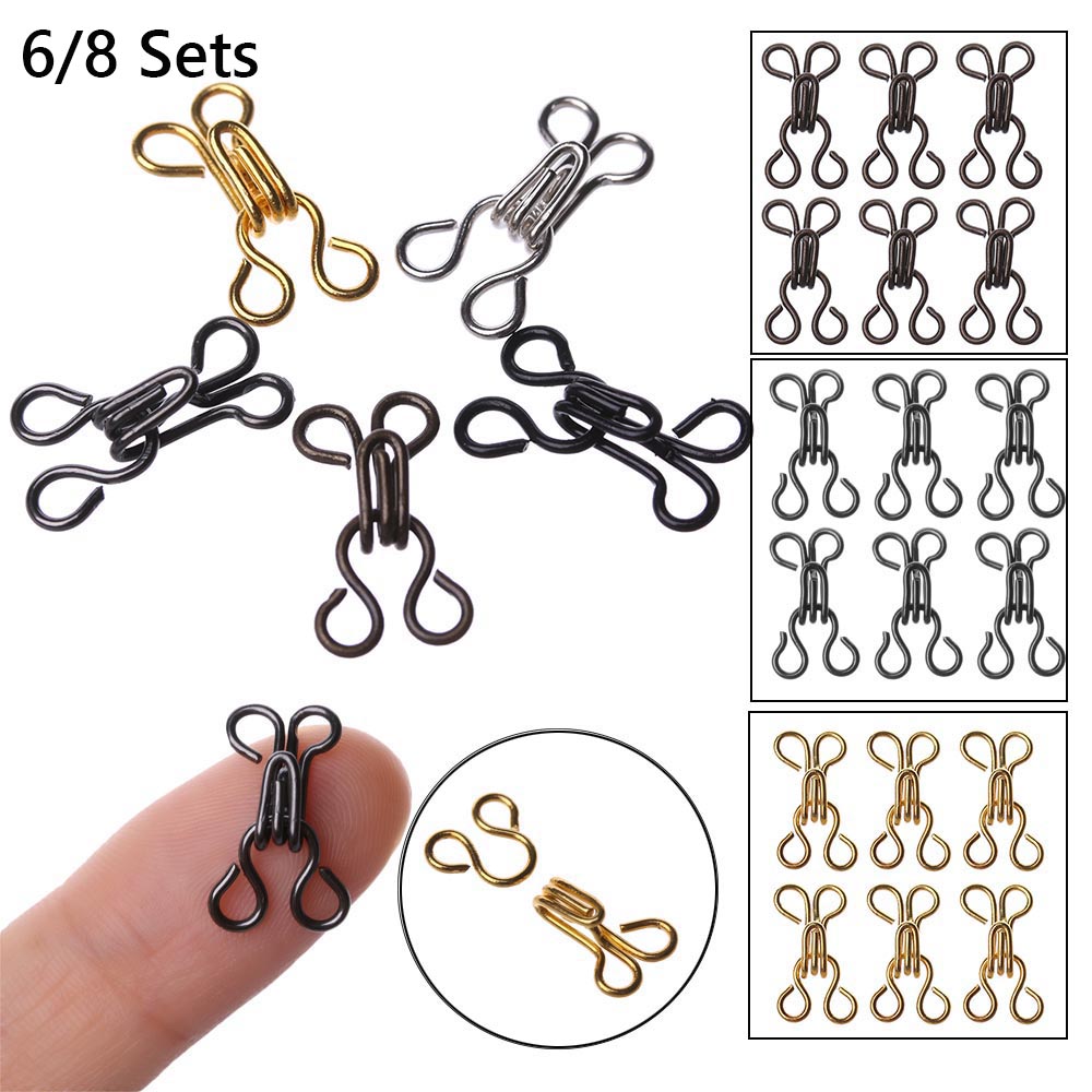 SURRIP FASHION 6/8 sets 11/14/16/18mm Dollhoues Miniature Invisible Accessories Clothing Sewing Buckle Metal Buckles Mini Buttons DIY Doll Clothes