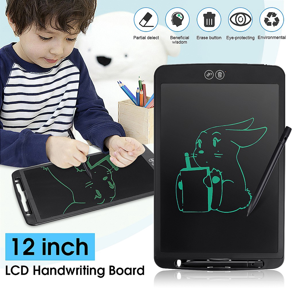 แผ่นกระดาน lcd กระดานวาดภาพ Writing Board 12 นิ้ว ง่ายต่อการใช้ drawing tablet หน้าจอ LED สามารถเปลี่ยนแบตเตอรี่ได้ สามารถใช้งานได้หนึ่งปี ง่ายต่อก