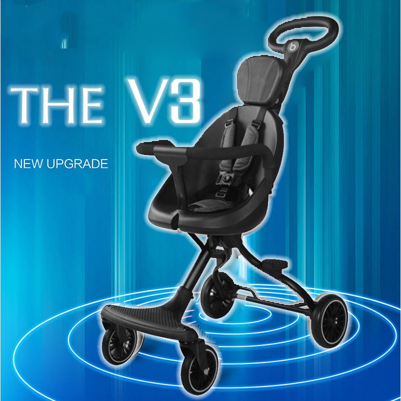 ?ใหม่ลดราคา รถเข็นเด็ก V3 Stroller รถเข็นเด็กพับเก็บได้ เข็นได้2ทิศทาง เข็มขัดนิรภัย5จุดปลอดภัย100% ด้ามจับ360องศาป้องกันเด็กตกจากรถ