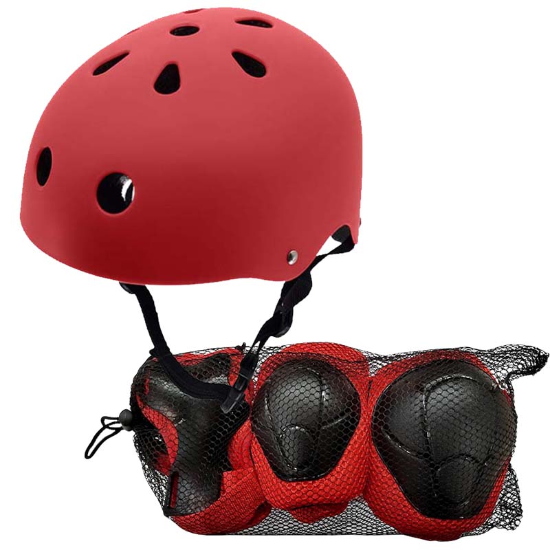 หมวกกันน็อคสำหรับเด็กA พร้อมอุปกรณ์ป้องกัน เข่า ศอก ฝ่ามือ หมวกกันน็อคขี่จักรยาน สเก็ตบอร์ดหมวกกันน็อค เพื่อความปลอดภัย