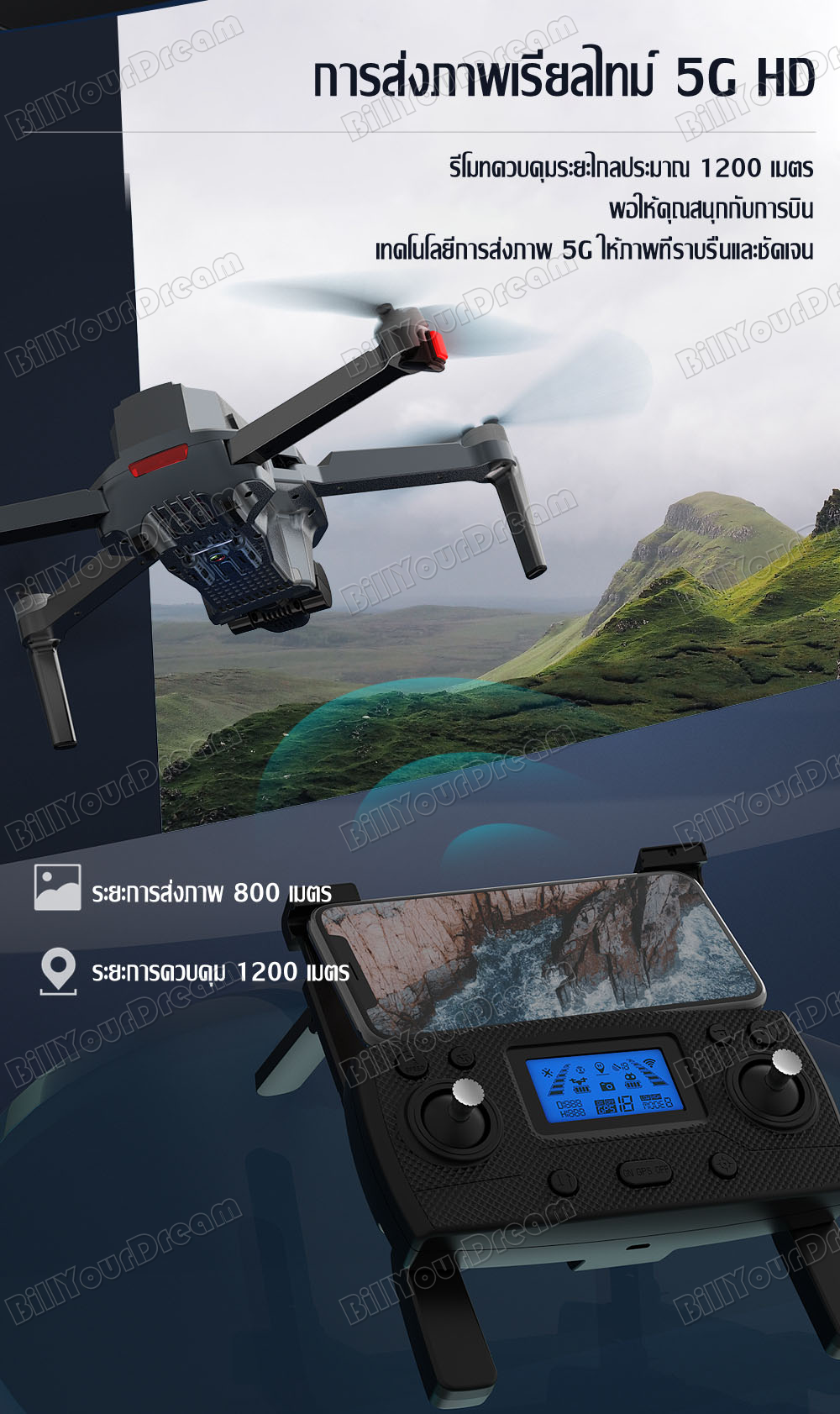 ภาพประกอบของ โดรนติดกล้อง 8k 2022 โดรนบังคับใหญ่ drone SG907 MAX โดรนบินระยะไกล กล้องสองทางไกล โครนติดกล้อง โดนบังคับกล้อง โดรนบังคับ โดรนgps