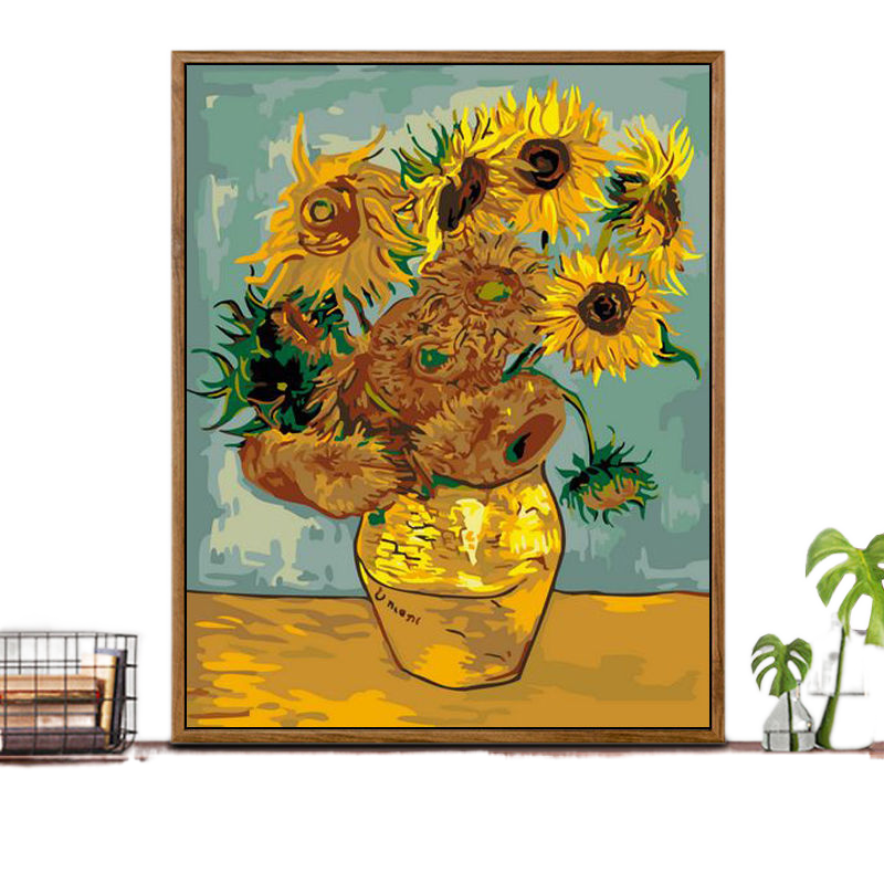 Digital oil painting color in handmade diy birthday cartoon flower adornment color painting the living room