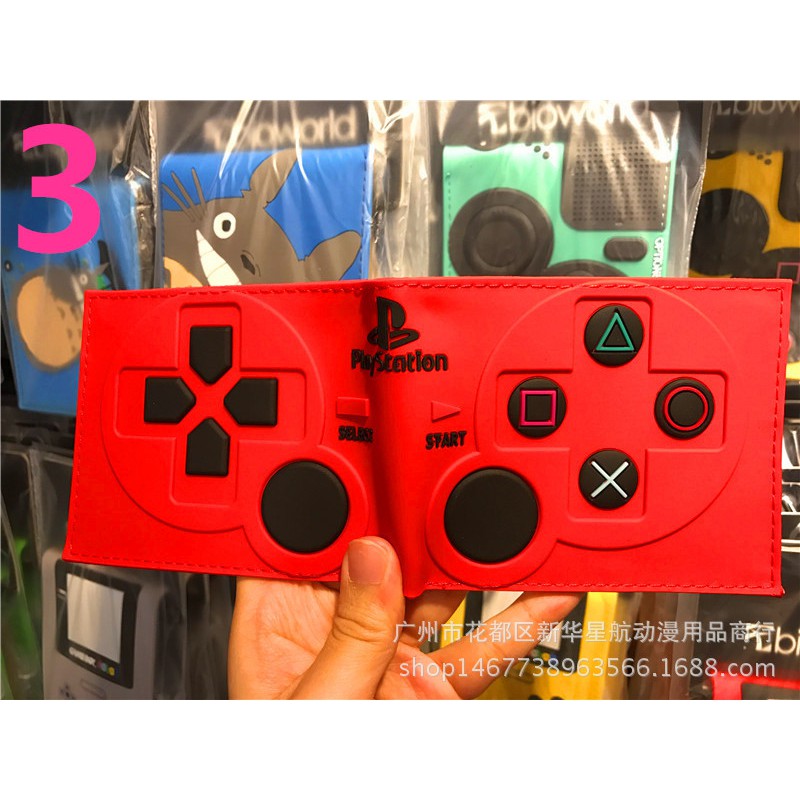 YICO PlayStation 4 Gamepad Control Button กระเป๋าสตางค์หนัง PU ลายการ์ตูน