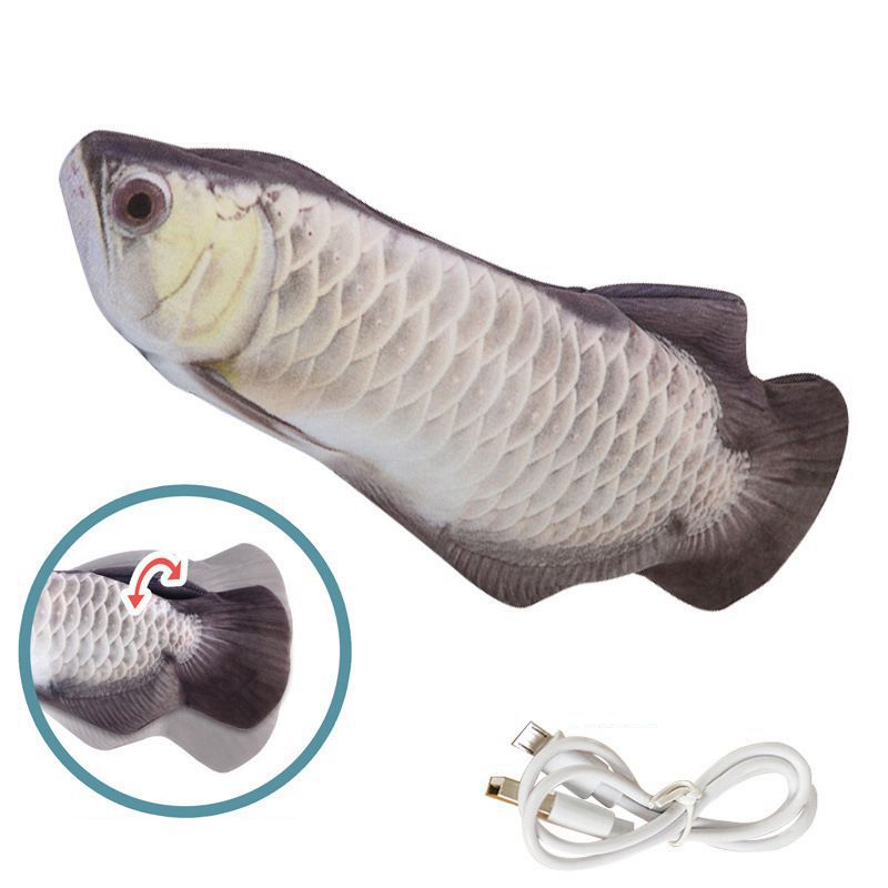 30cm Electronic Cat Toy Moving Realistic Wagging Fish USB Charging Electric Simulation Fish Toy for Dog Cat Catnip Chewing Playing Biting Supplies Tik tok Hot Sale