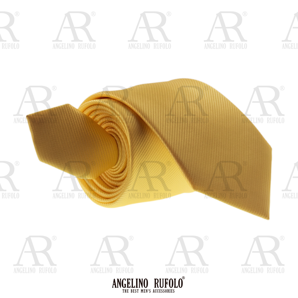 ANGELINO RUFOLO Necktie(เนคไท) ผ้าไหมทออิตาลี่คุณภาพเยี่ยม ดีไซน์ Plain Pattern สีเหลืองอ่อน/สีเหลืองเข้ม/สีCorngold/สีเทอร์ควอยซ์/สีน้ำเงิน
