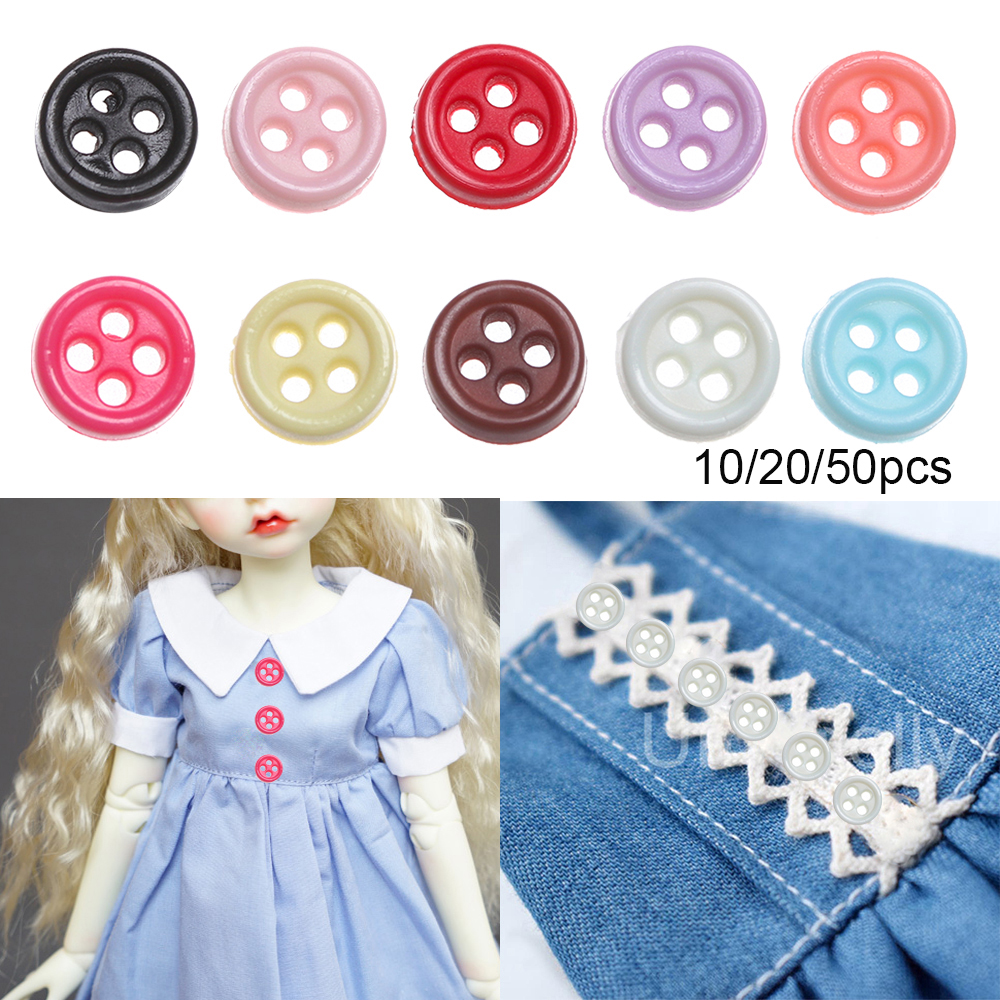 XI24GTCZM 10/20/50pcs Newest Clothing Buckles Multi-color 6mm DIY Sewing Accessories Mini Doll Buttons Plastic Button Round Buckle