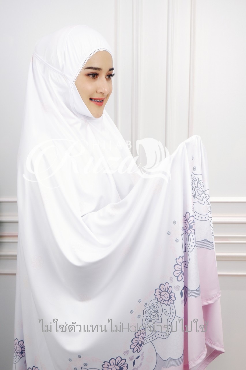 ชุดละหมาด รุ่นสกรีนลายดอก ผ้าละหมาด ผ้าละหมาดมุสลิม ผ้าคลุมละหมาด สำหรับมุสลิม