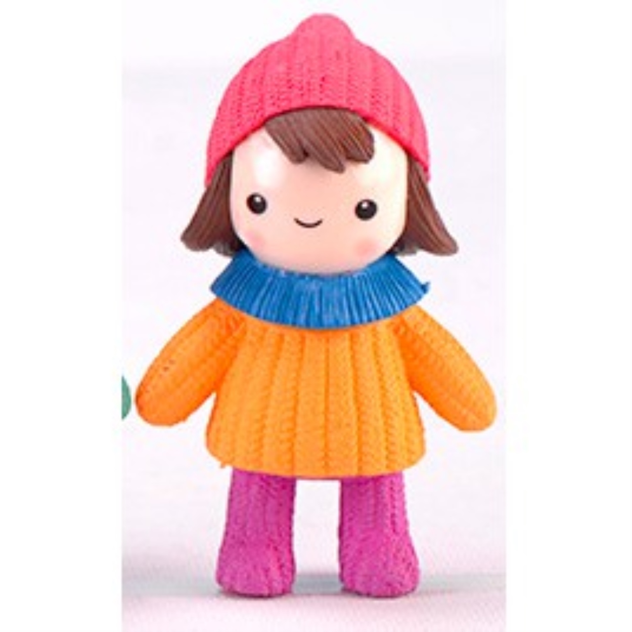 [MC921] ตุ๊กตุ่นจิ๋ว เด็กผู้หญิง ผมสั้น สวมหมวกไหมพรม (1 ตัว ราคา 15, 25 บาท)
