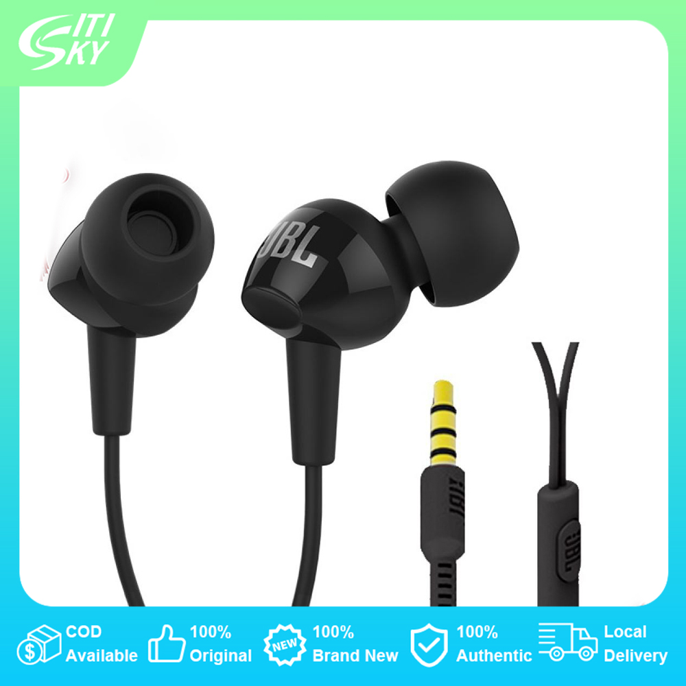 JBL_C100SI หูฟังชนิดใส่ในหูJBL 3.5mm Headset พร้อมไมโครโฟน Earbuds C150SIชุดหูฟัง C100SI T110 C200SI T150ไดนามิกสำหรับ IOS/Android กีฬาชุดหูฟังสำหรับ.ประเภท