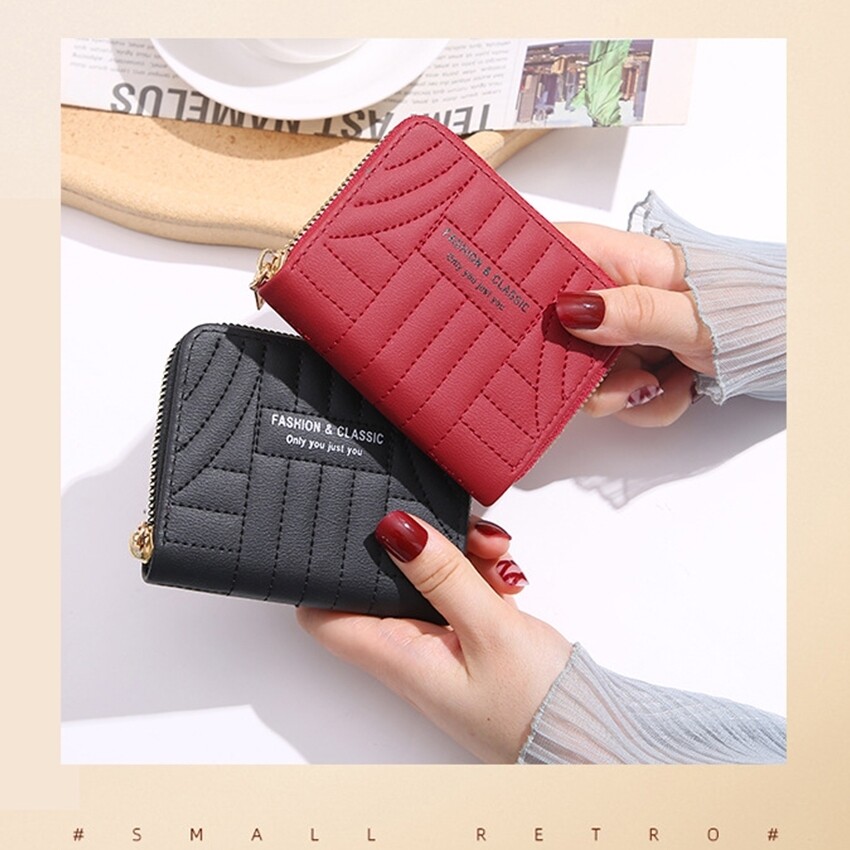 สินค้า Ellalyn-กระเป๋าสตางค์ใบสั้น ด้ายปัก แฟชั่นสไตล์เกาหลี กระเป๋าสตางค์ผู้หญิงใบสั้น กระเป๋าถือน่ารัก JJ-8211
