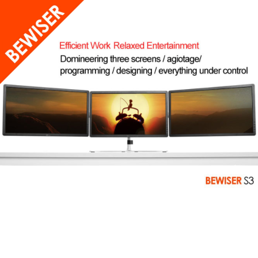 BEWISER Triple Display Monitor VESA Metal Stand Horizontal/Vertical black ราคา 4,890 บาท*ส่งฟรี