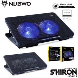สินค้า ส่งฟรี Nubwo NF-211 Shiron COOLER PAD พัดลม โน๊ตบุ๊ค ระบายความร้อน 2 ใบพัด สีดำ Fan Notebook