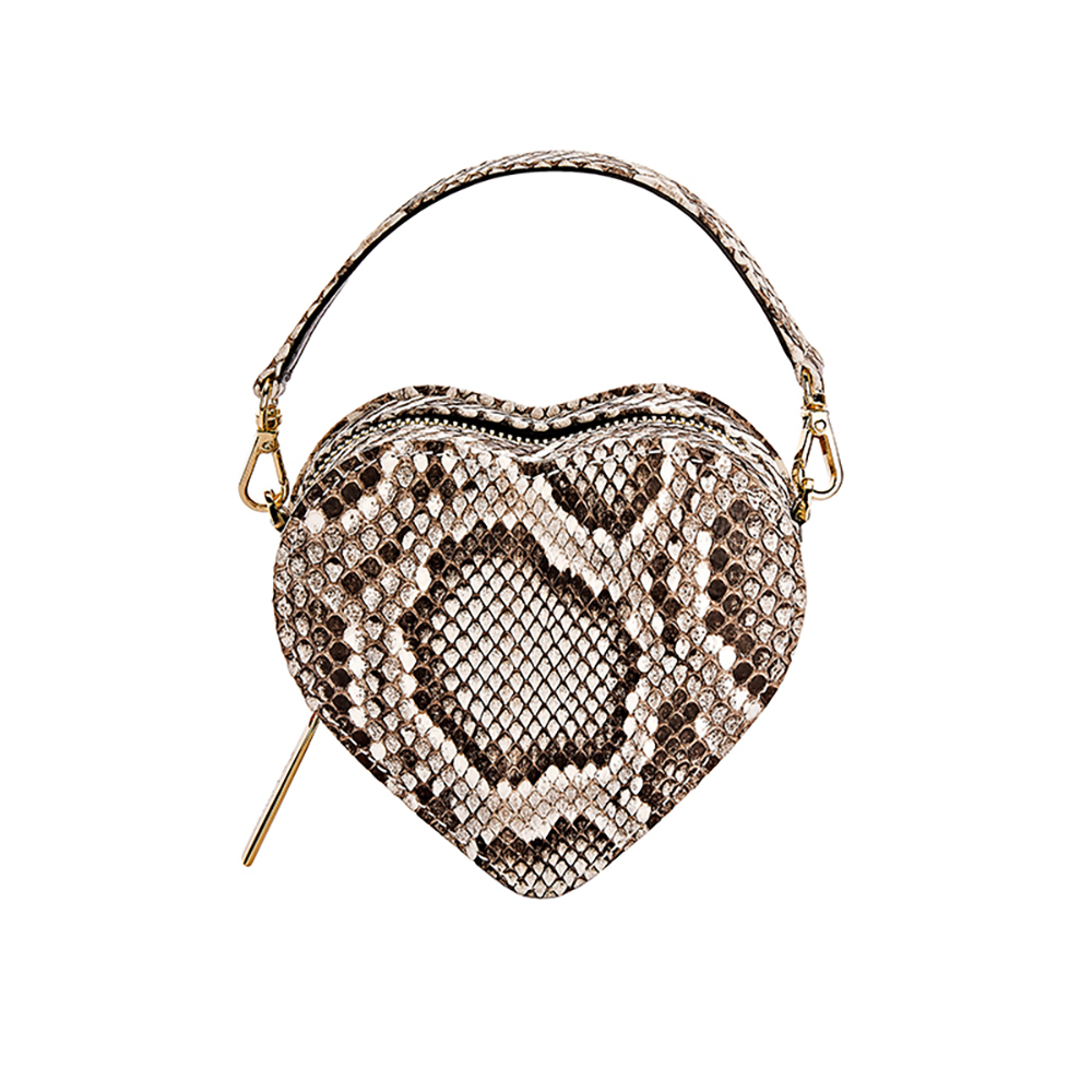 [S'UVIMOL] Tiny Heart Bag - Graphic Natural PYTHON กระเป๋าจิ๋วทรงหัวใจหนังงูสีขาวดำ ราคา 8,090 บาท*ส่งฟรี