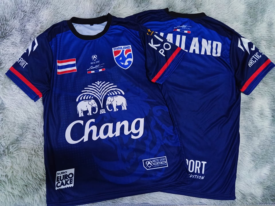 เสื้อกีฬา เสื้อ เสื้อพิมพ์ลาย เสื้อฟุตบอล กีฬาช้าง  สกรีนChang ช้างศึก ธงชาติไทย เสื้อบอล