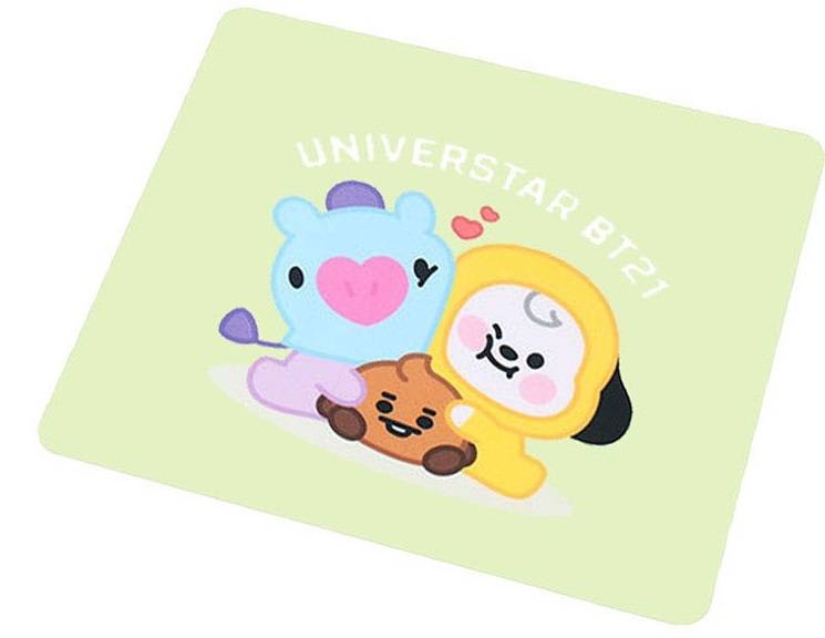 แผ่นรองเมาส์ แบบพีวีซี ป้องกันการลื่น NEW KPOP BTS BT21 Cute Cartoons Mouse Pad Desk Big Mat Pads Waterproof Office Home Decoration Cup Mat Antislip Girls Boys Room CHIMMY COOKY KOYA MANG RJ SHOOKY TATA