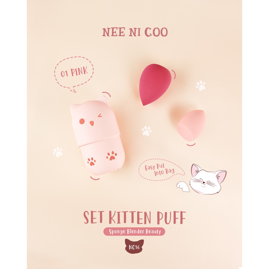 Nee Cara Nee Ni Coo Set Kitten Puff #NC16 :  นี นิ โค เซ็ต พัฟ ฟองน้ำ แมว x 1 ชิ้น