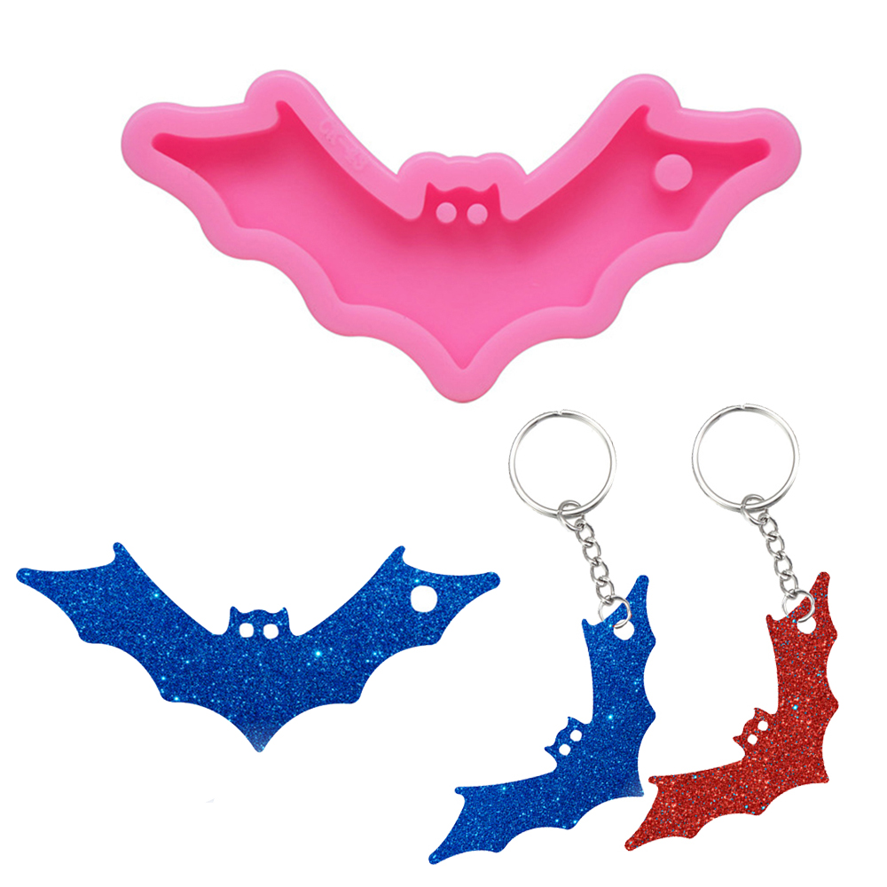 NARGANG89 DIY Crafts Jewelry Making Candy Chocolate Cake Topper Decoration Silicone Mould Halloween Bat with Hole Keyring Pendant Keychain Silicone Mold