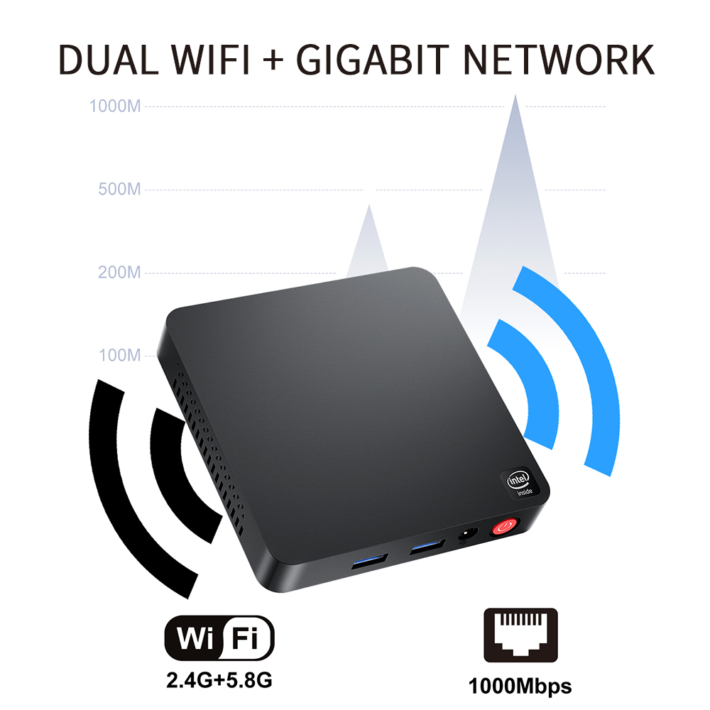 ข้อมูลประกอบของ ใหม่ T4 PRO มินิพีซี Mini PC 4GB + 64GB Intel Celeron N3350 Dual-Core Blth 2.4G/5G WIFI Dual HDMI รองรับ 4K จอแสดงผล Gigabit Internet Mini Computer