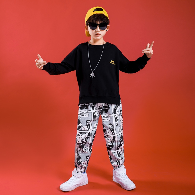 [COD] Hip-hop children's hip-hop suit boys autumn long-sleeved sweater hiphop costumes New Year's Day performance ราคา  531 บาท*ส่งฟรี